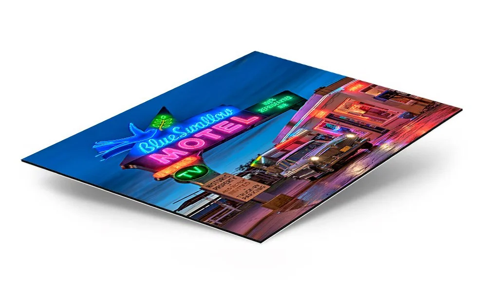 Blue Swallow Motel Dibond Metal Print
