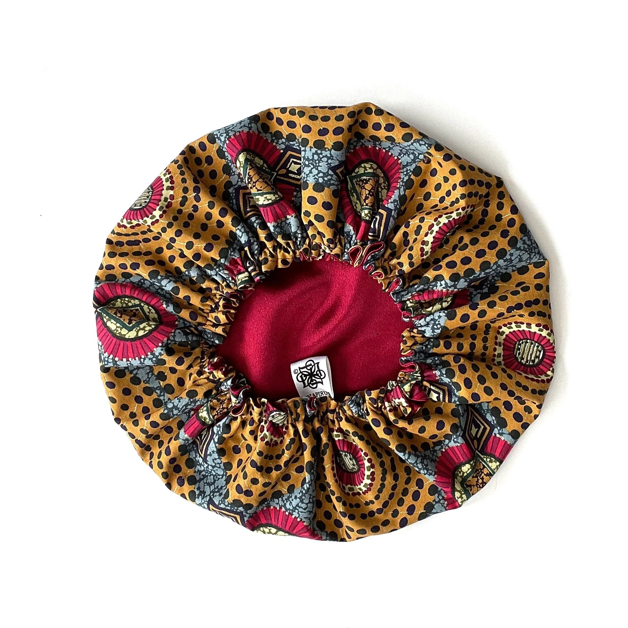 Satin Hair Bonnet - Tribal Circled Dots