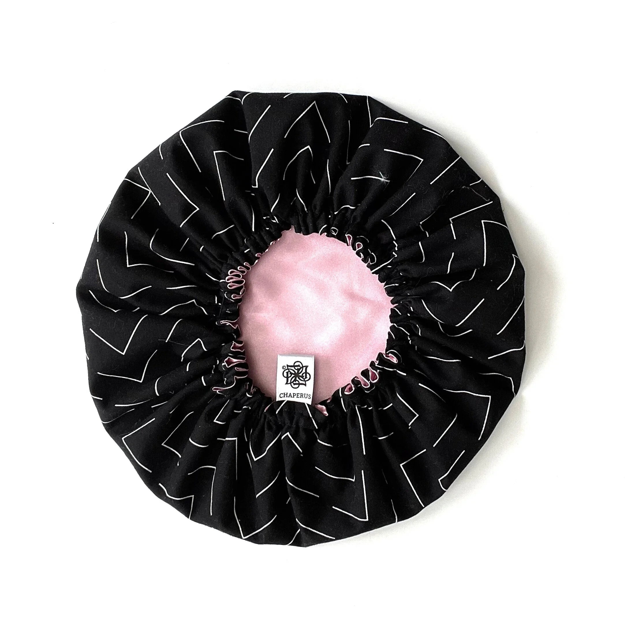 Satin Hair Bonnet - Black and Pink