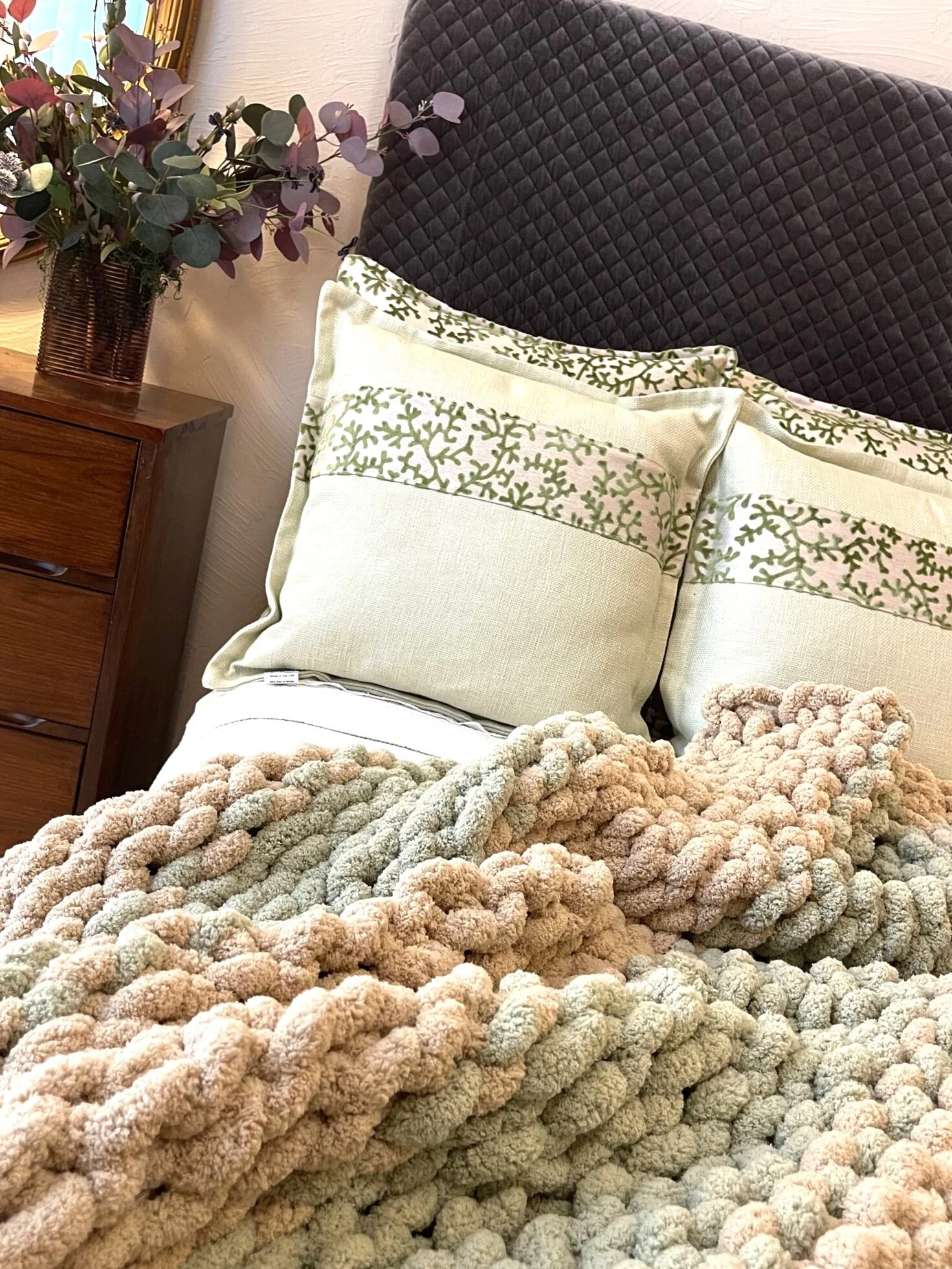 Chunky Yarn Handknitted Throw - Custom Made in Solid or Stripes