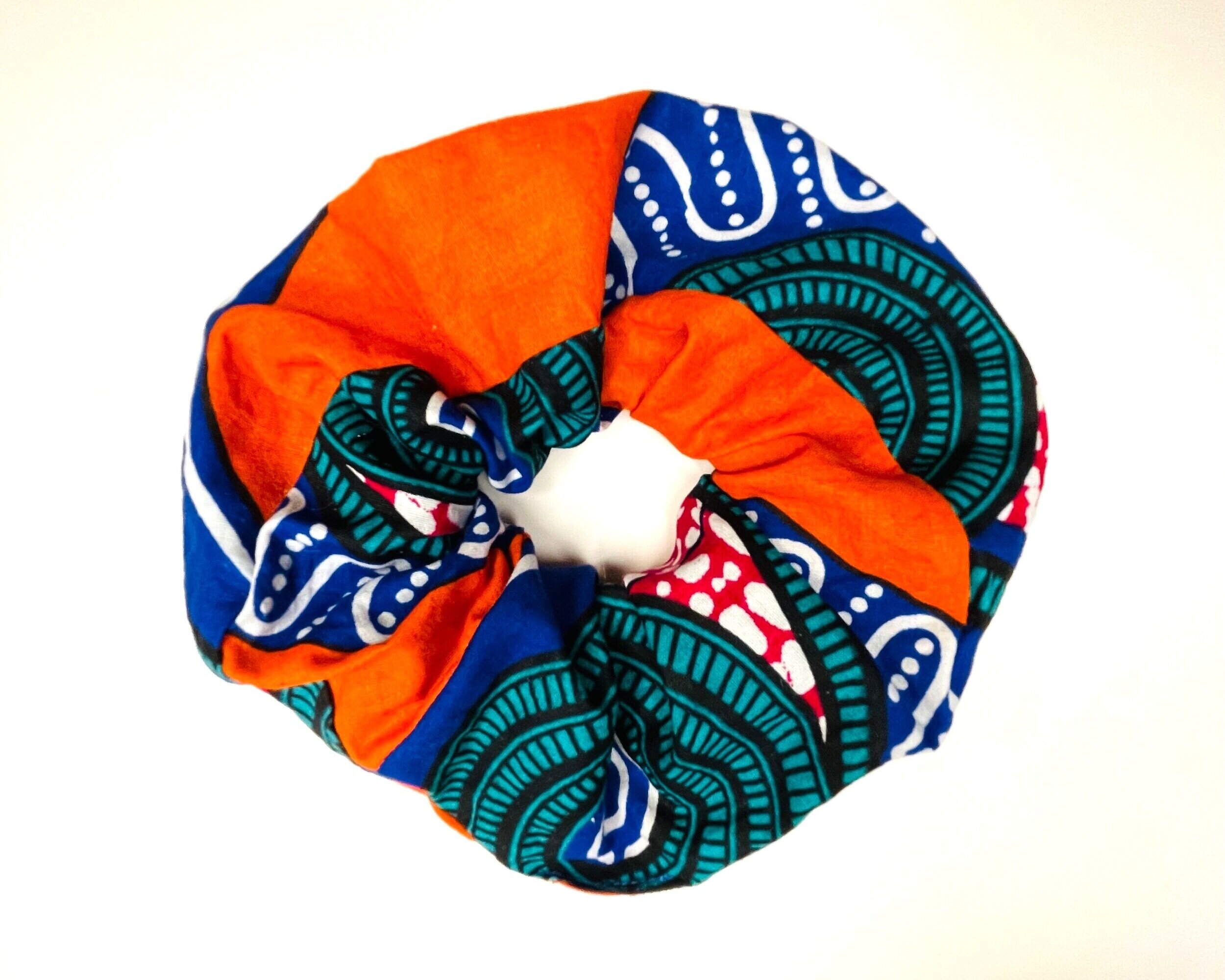 Scrunchy Scrunchlets - Cotton Trabal Orange and Blue