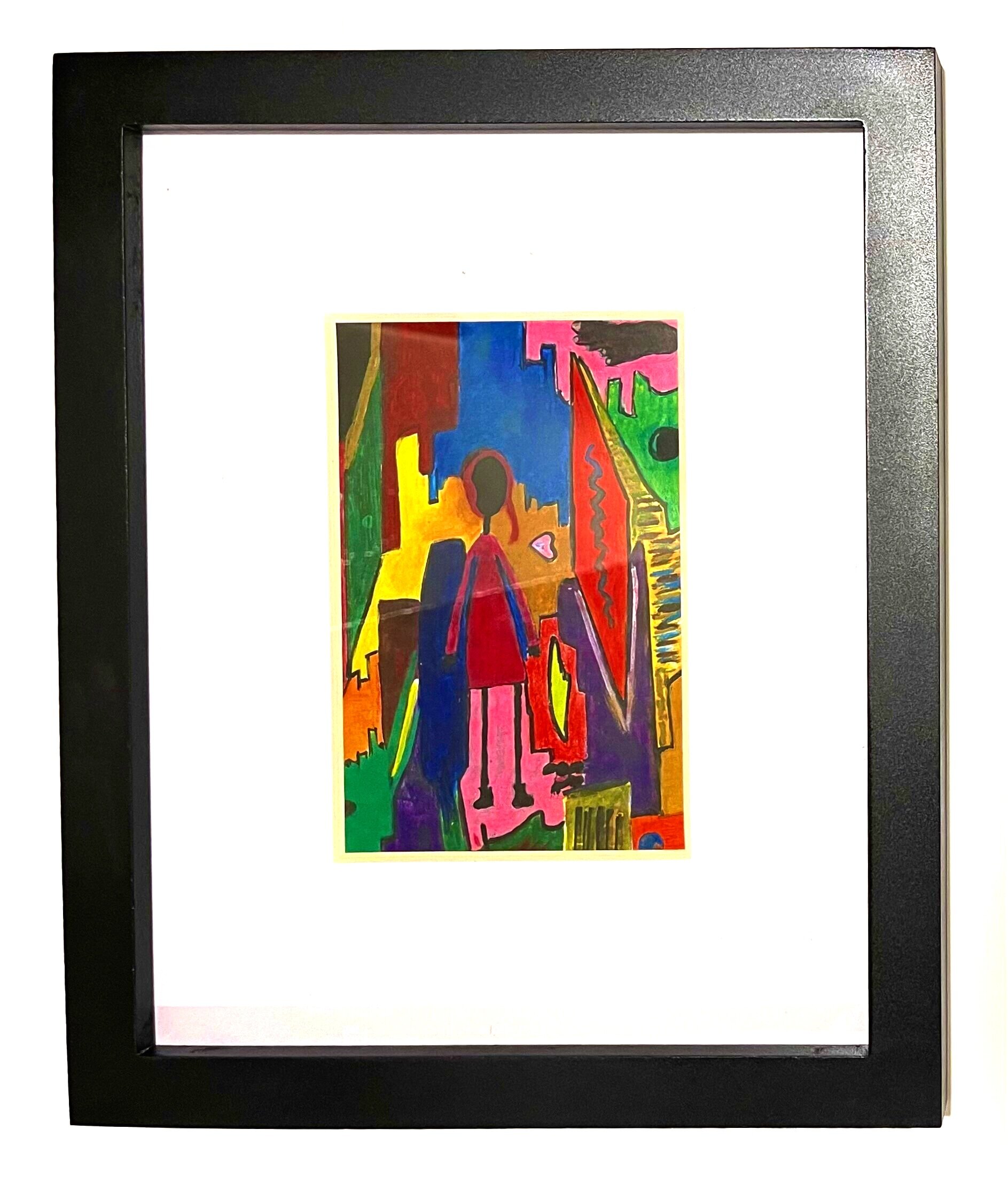 Framed-The Girl and Her Dog Series - My Colorful Self