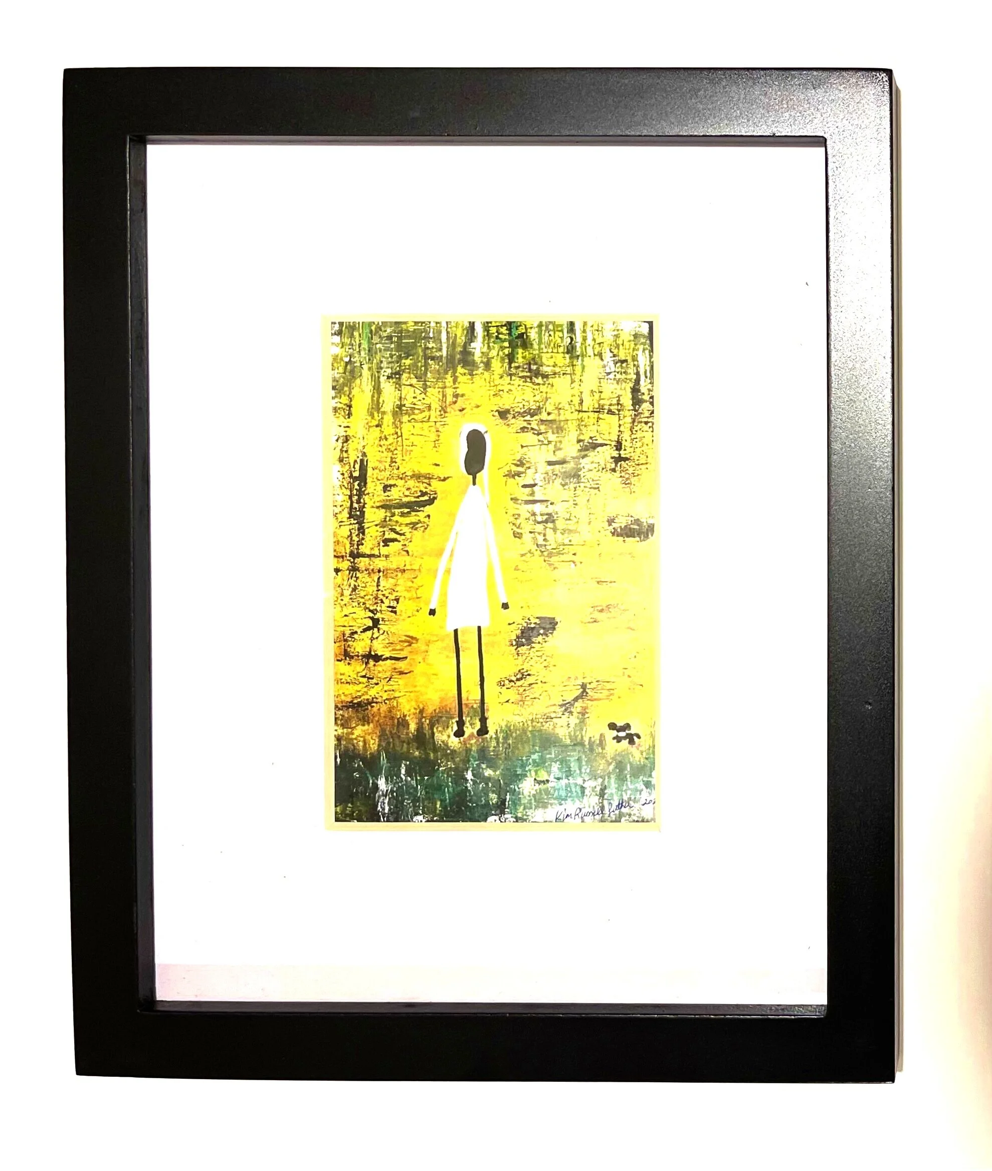 Framed-The Girl and Her Dog Series - Sunshine Stroll