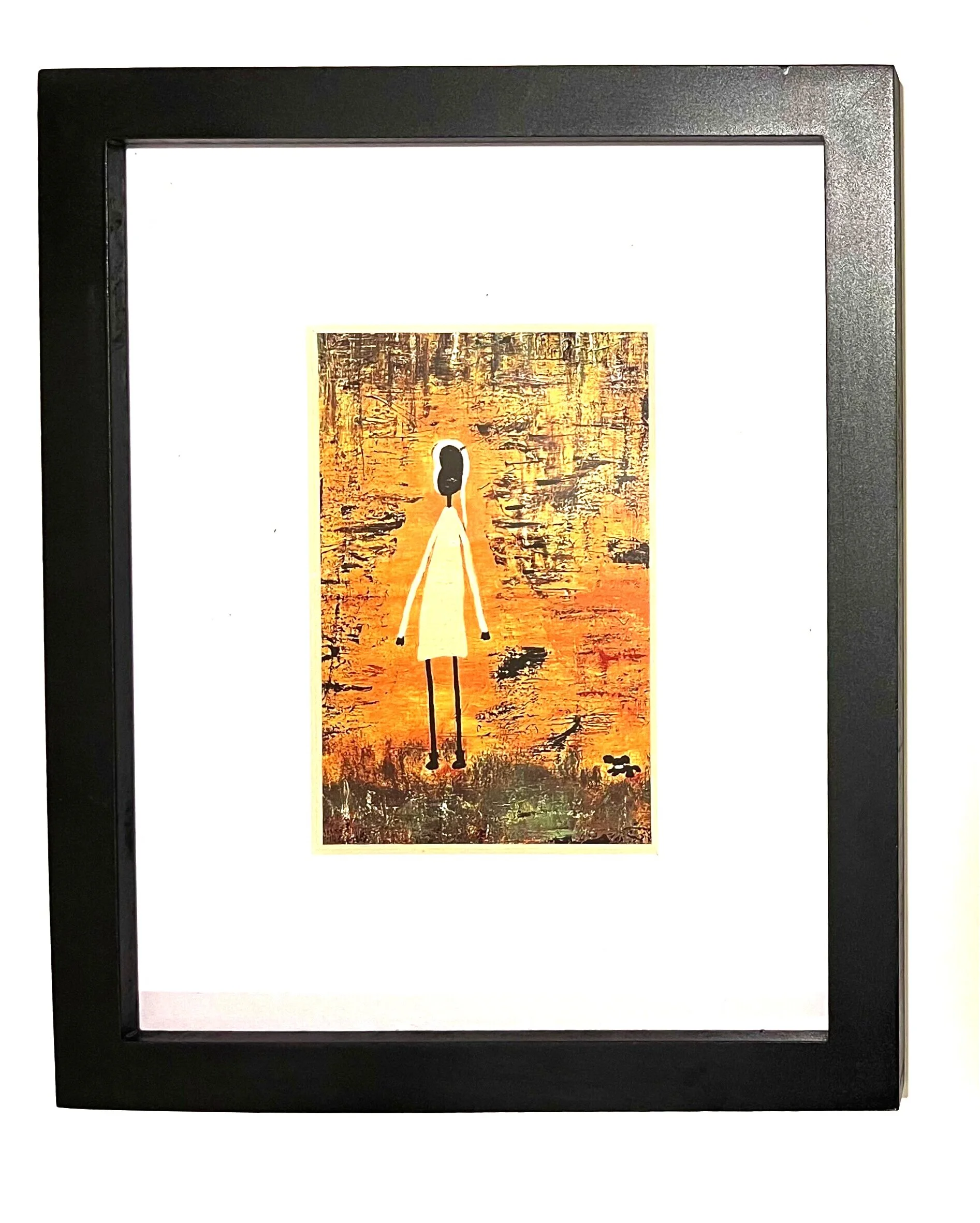 Framed-The Girl and Her Dog Series - Sunset Stroll