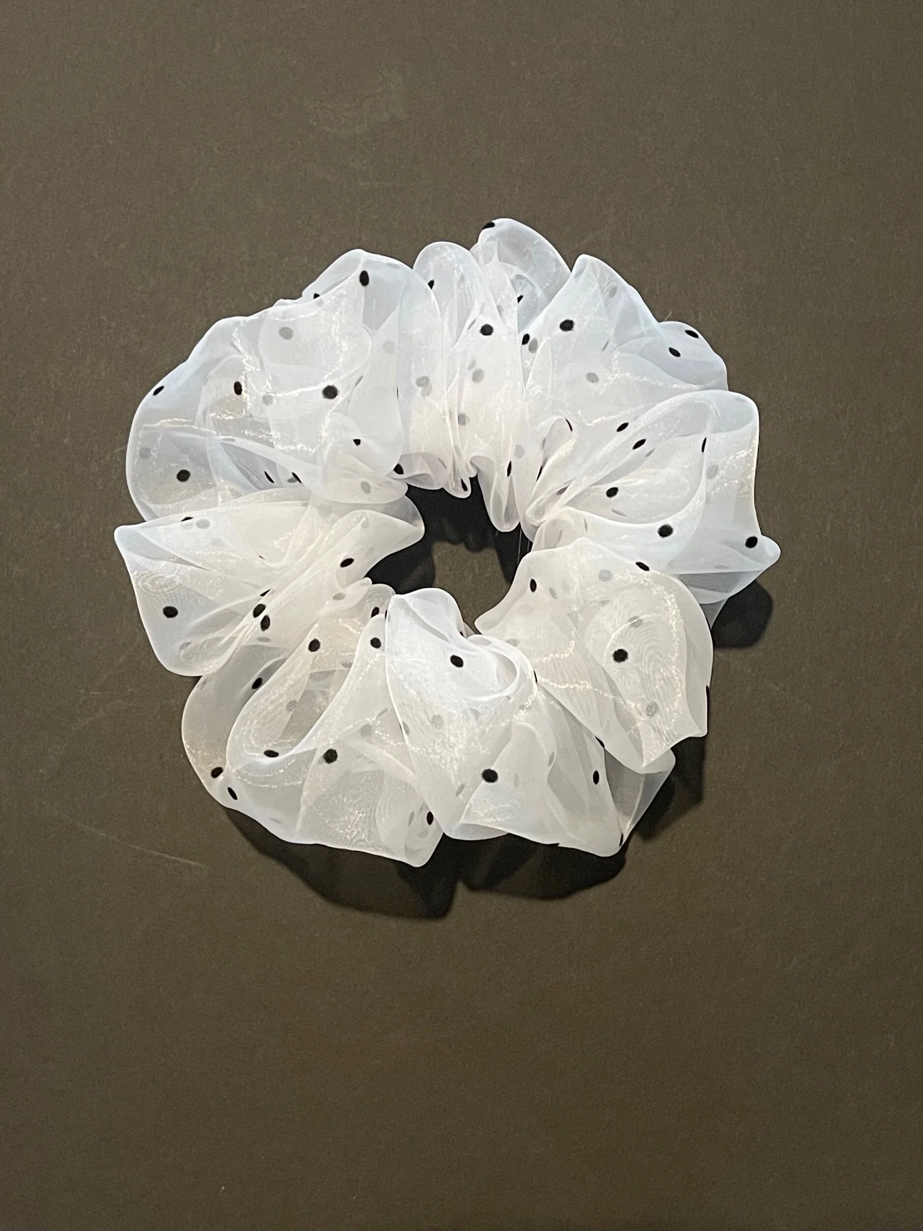 Scrunchy Scrunchlets - Dottie - White Organza