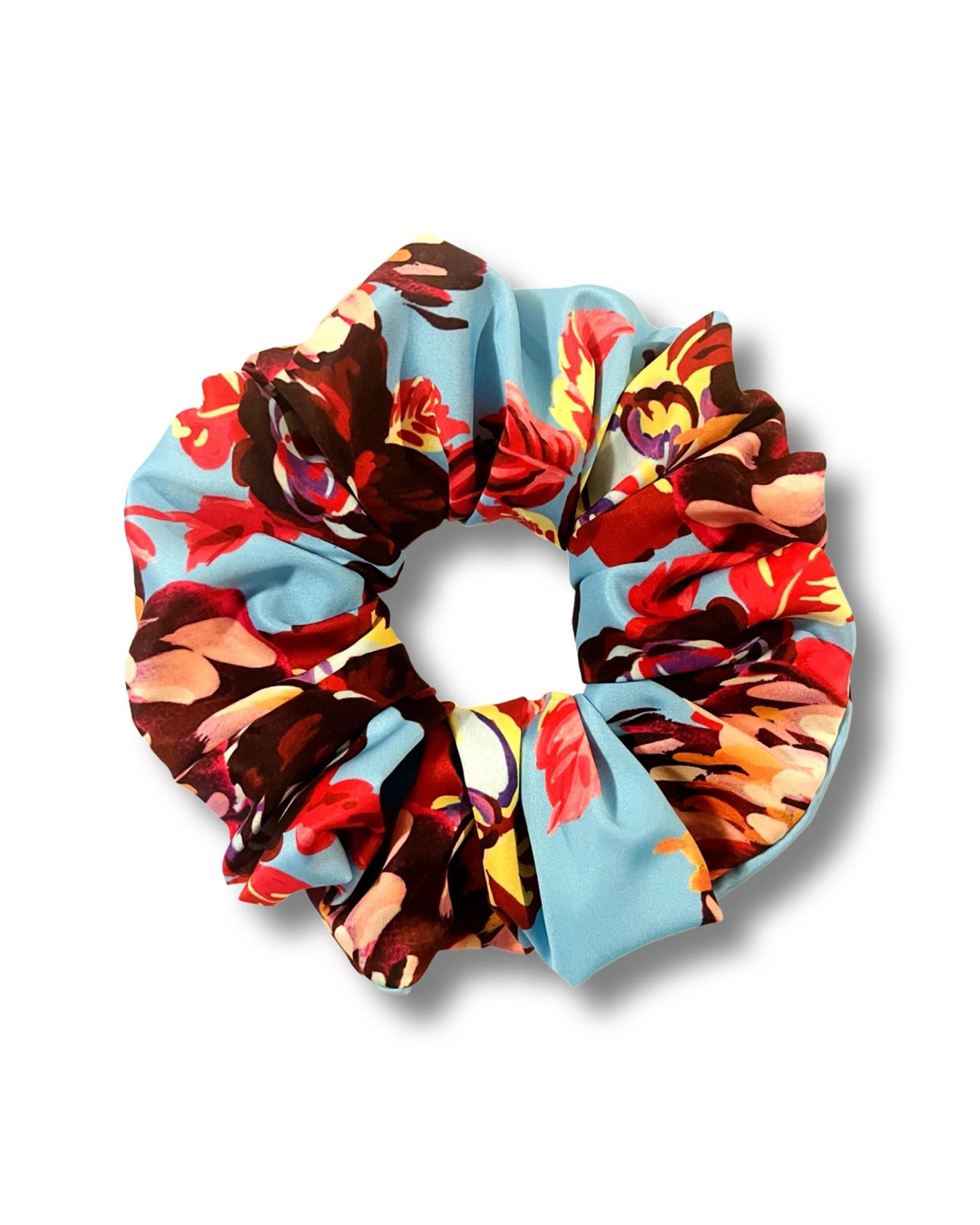 Scrunchy Scrunchlets - Satin Flora Aqua