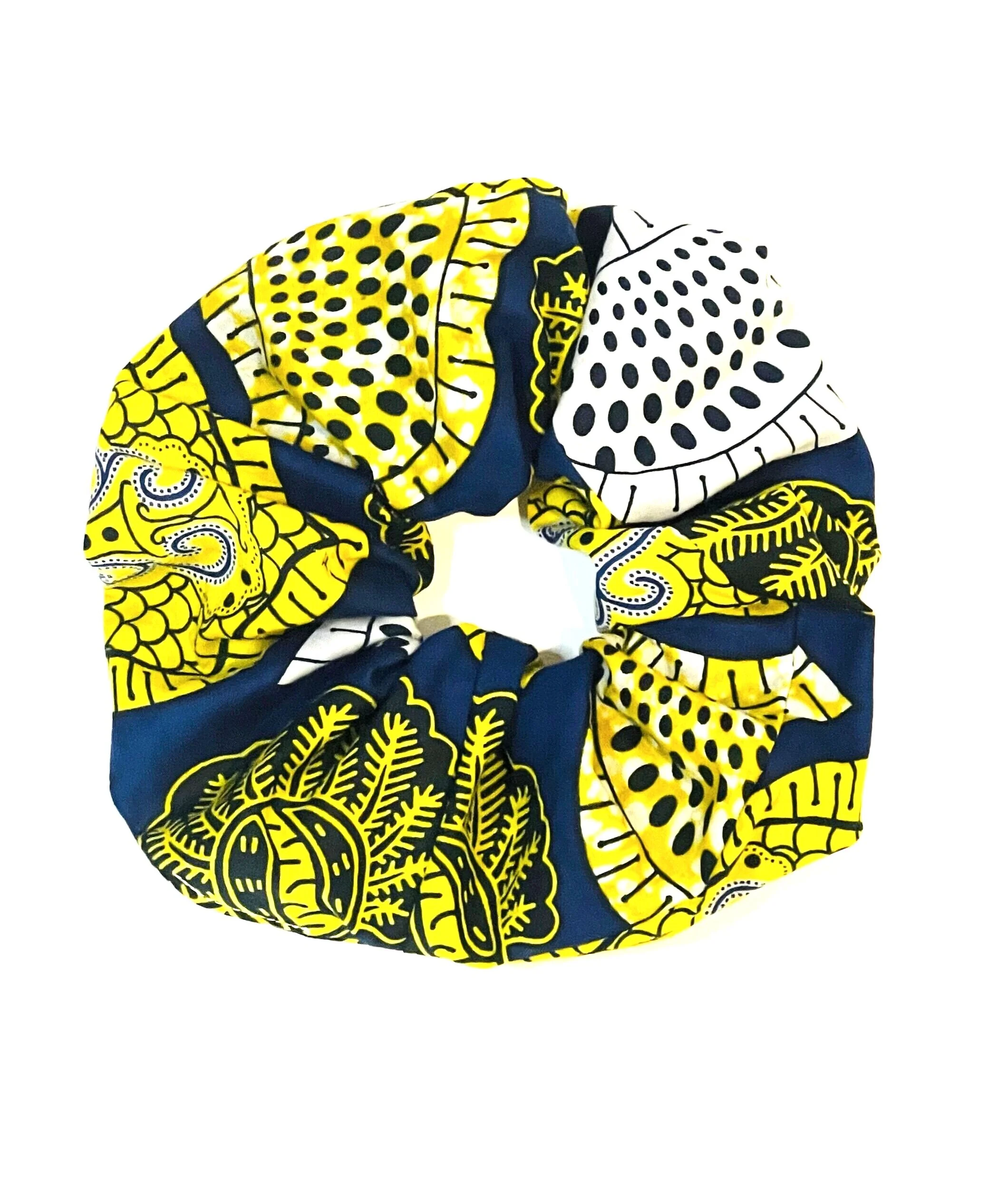 Scrunchy Scrunchlets - Cotton Tribal Yellow and Blue