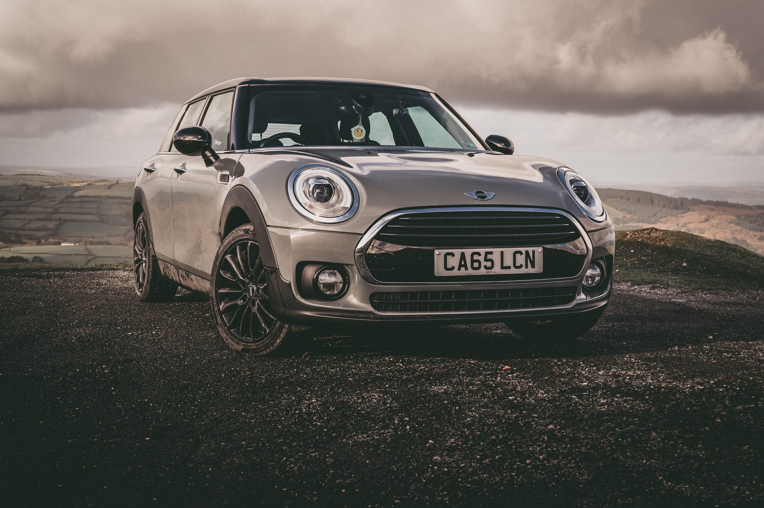 Mini Clubman parked on the moorland