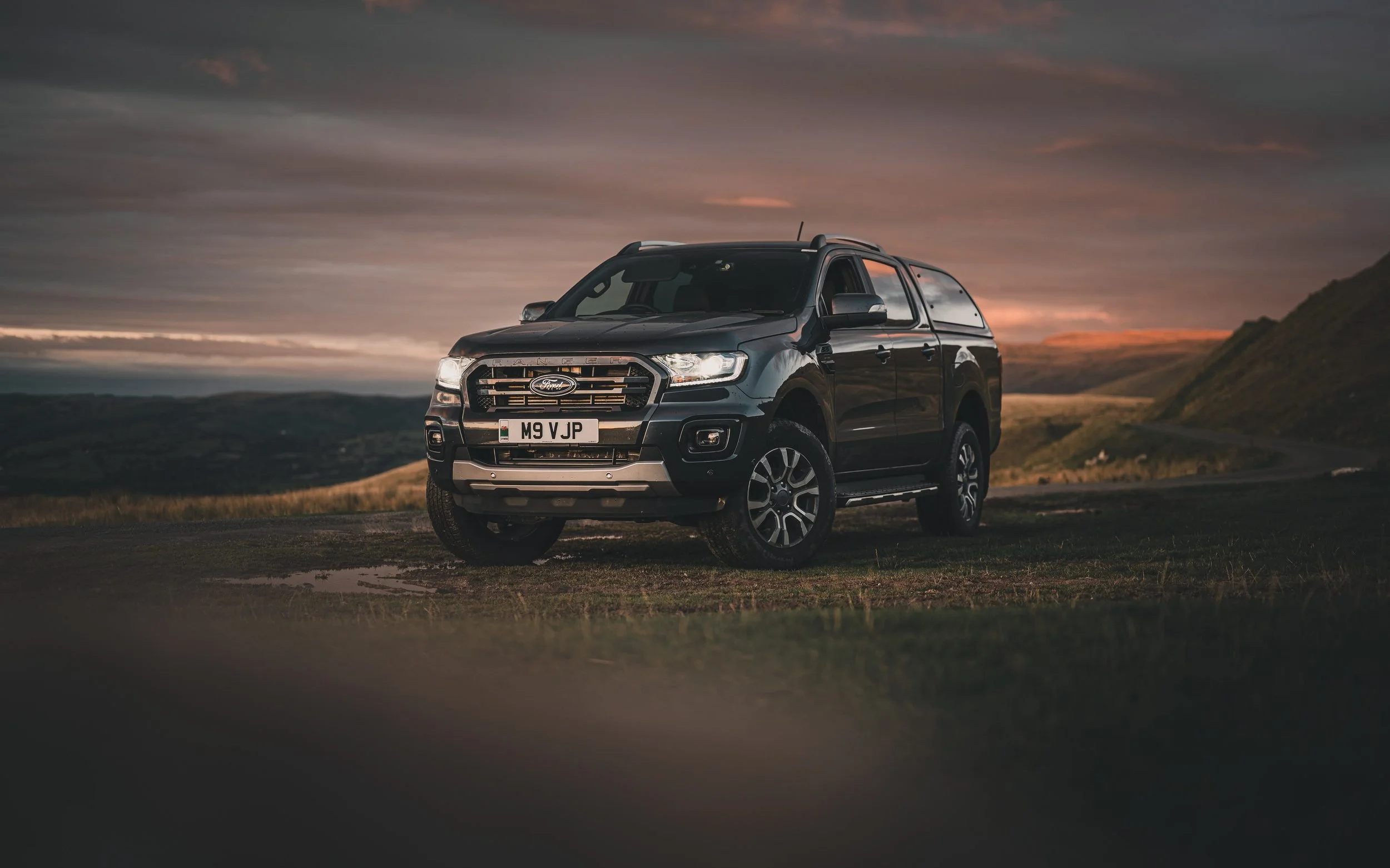 Ford Ranger at sunset in the hills
