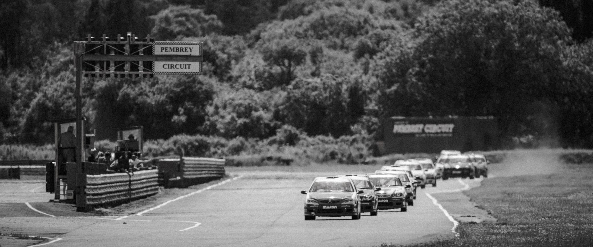 Race cars lined up on the grid, Pembrey Circuit