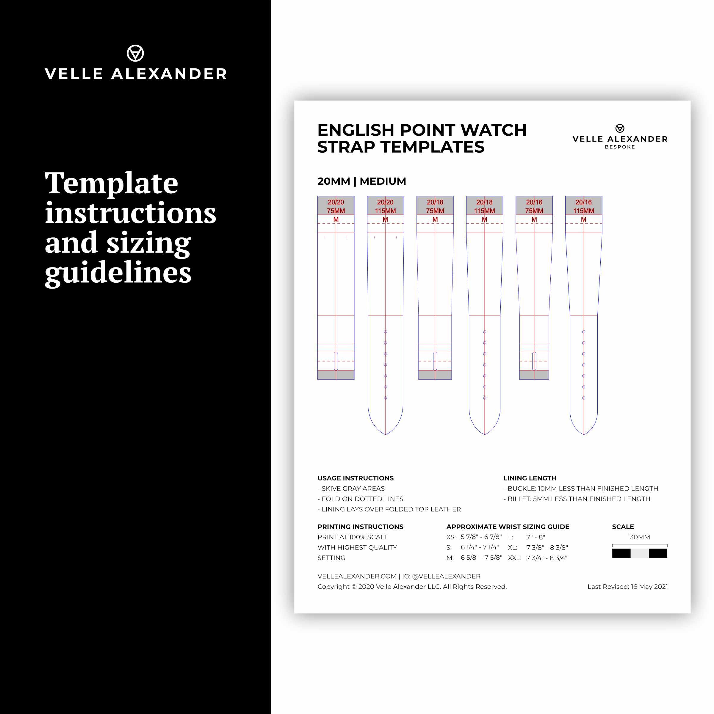 120 Digital Watch Strap Templates for Fine Leather Artisans — Velle Alexander