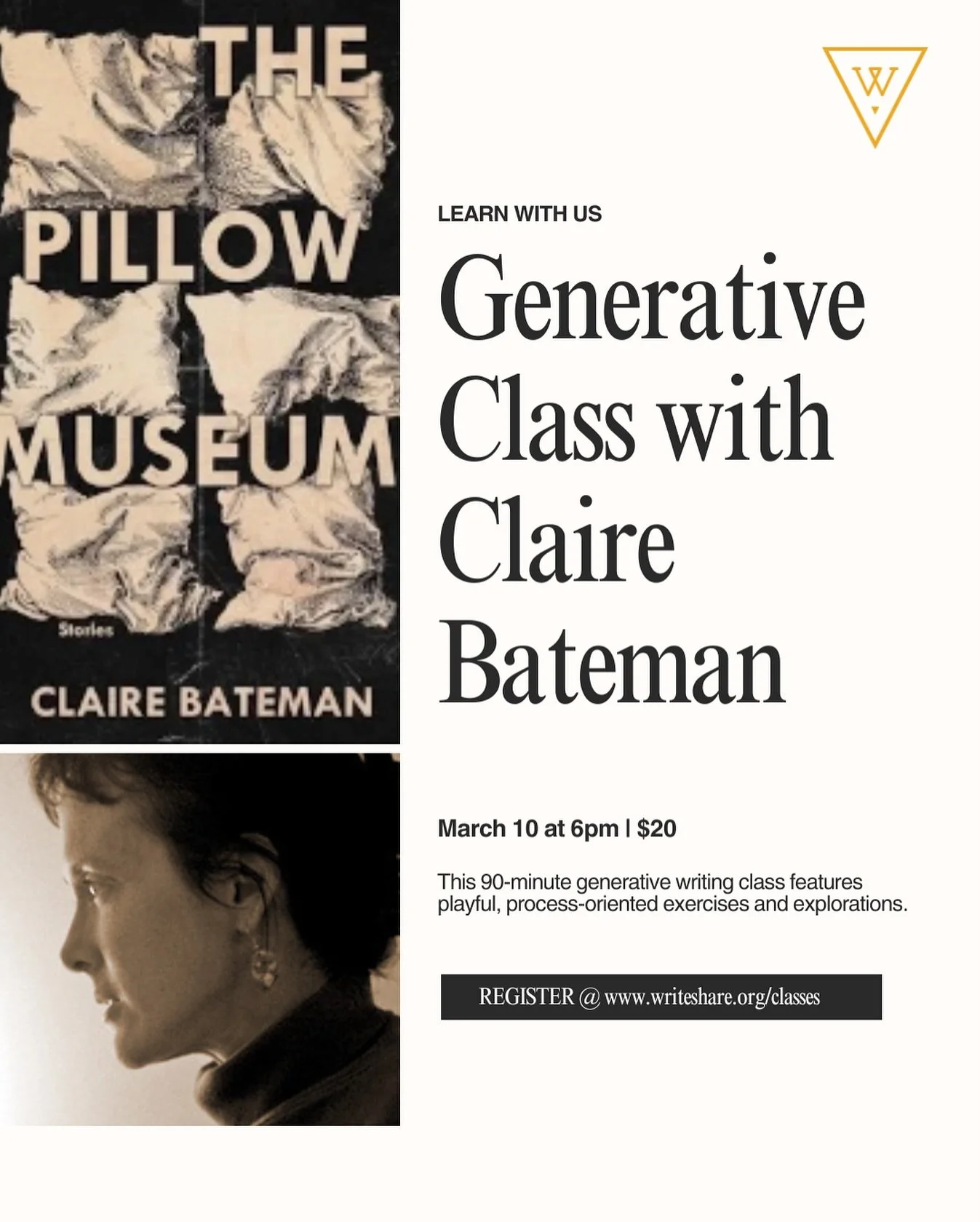 Just announced 📣 we&rsquo;ve added a new class to our 2026 Spring lineup! 

This generative writing class, led by Claire Bateman, happens on March 10 from 6-7:30pm at the Writeshare studio in Greenville, SC.

Get ready to write and share your&nbsp;f