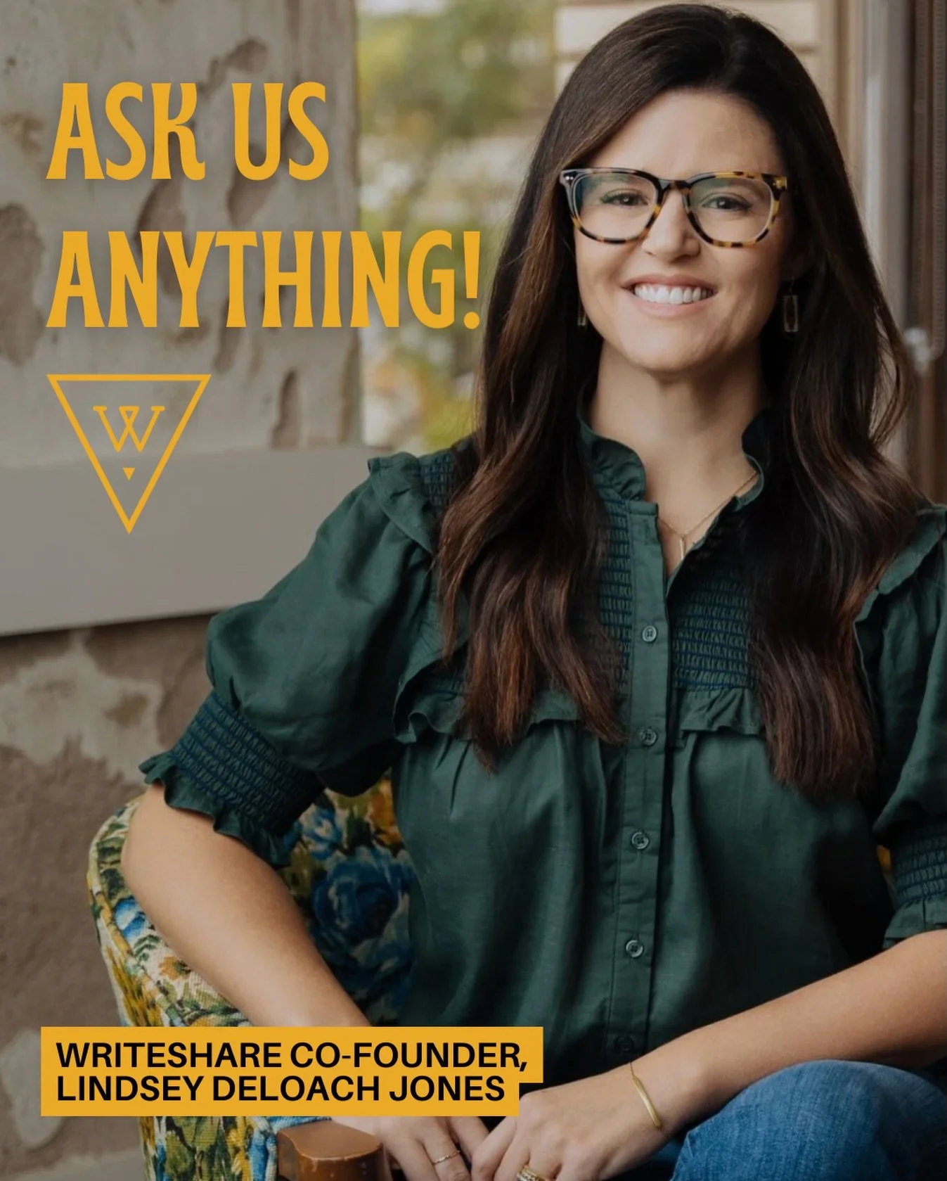 HAPPENING TOMORROW: co-founder&nbsp;Lindsey DeLoach Jones will be&nbsp;LIVE here, on Writeshare&rsquo;s&nbsp;Instagram,&nbsp;to answer any and all questions you have about our upcoming intensives (applications close Thursday 1/8).

Join Lindsey for a