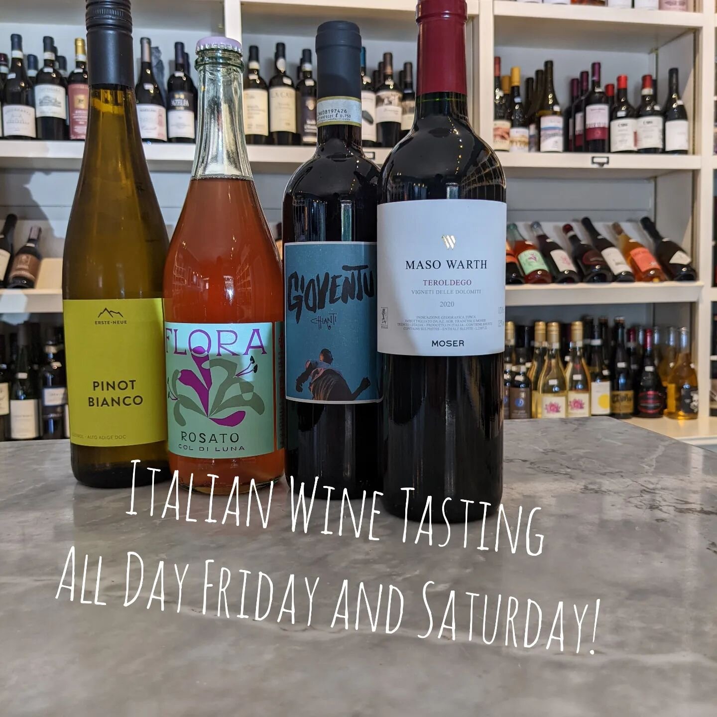 The lineup for this weekend is fantastic! We have a little something for everyone in this mix. We welcome back a killer Pinot Blanc and for the first time we are cracking open a bottle of Moser quickly becoming a go-to Italian red. Don't miss out. 
S