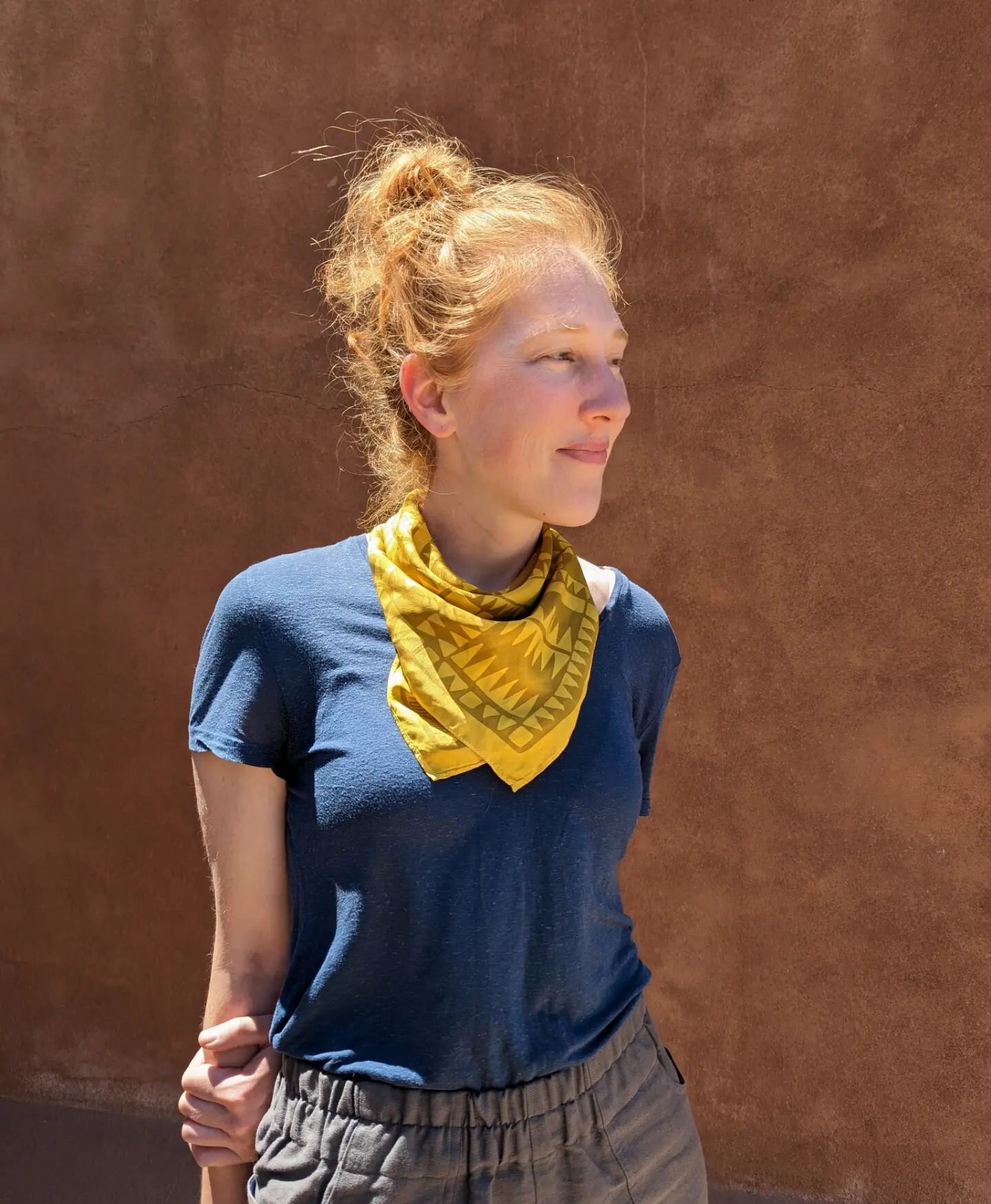Grey skies here today mean we&rsquo;re wearing our most favorite silk-as-sunshine bandana and thinking back to the bright skies of Santa Fe earlier this spring. There are only two of these Gold Medal Bandanas left on our site, so don&rsquo;t wait if 