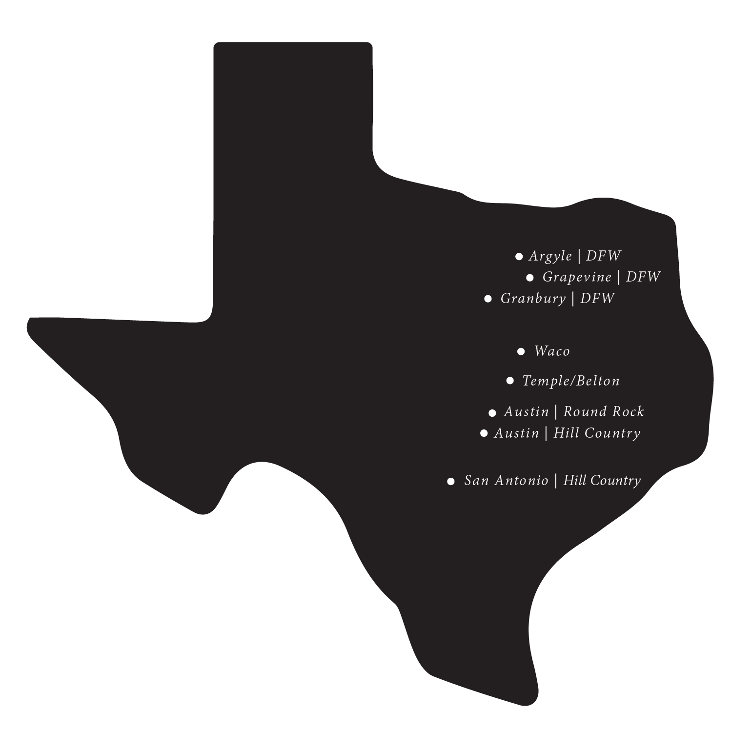 Map of Magnolia Realty Locations in Texas