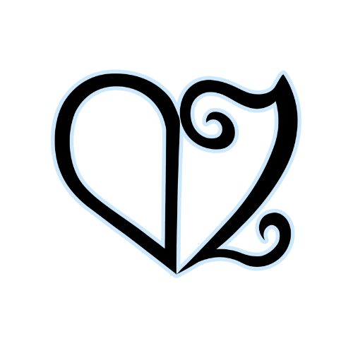 stylized heart icon with swirls and outlines
