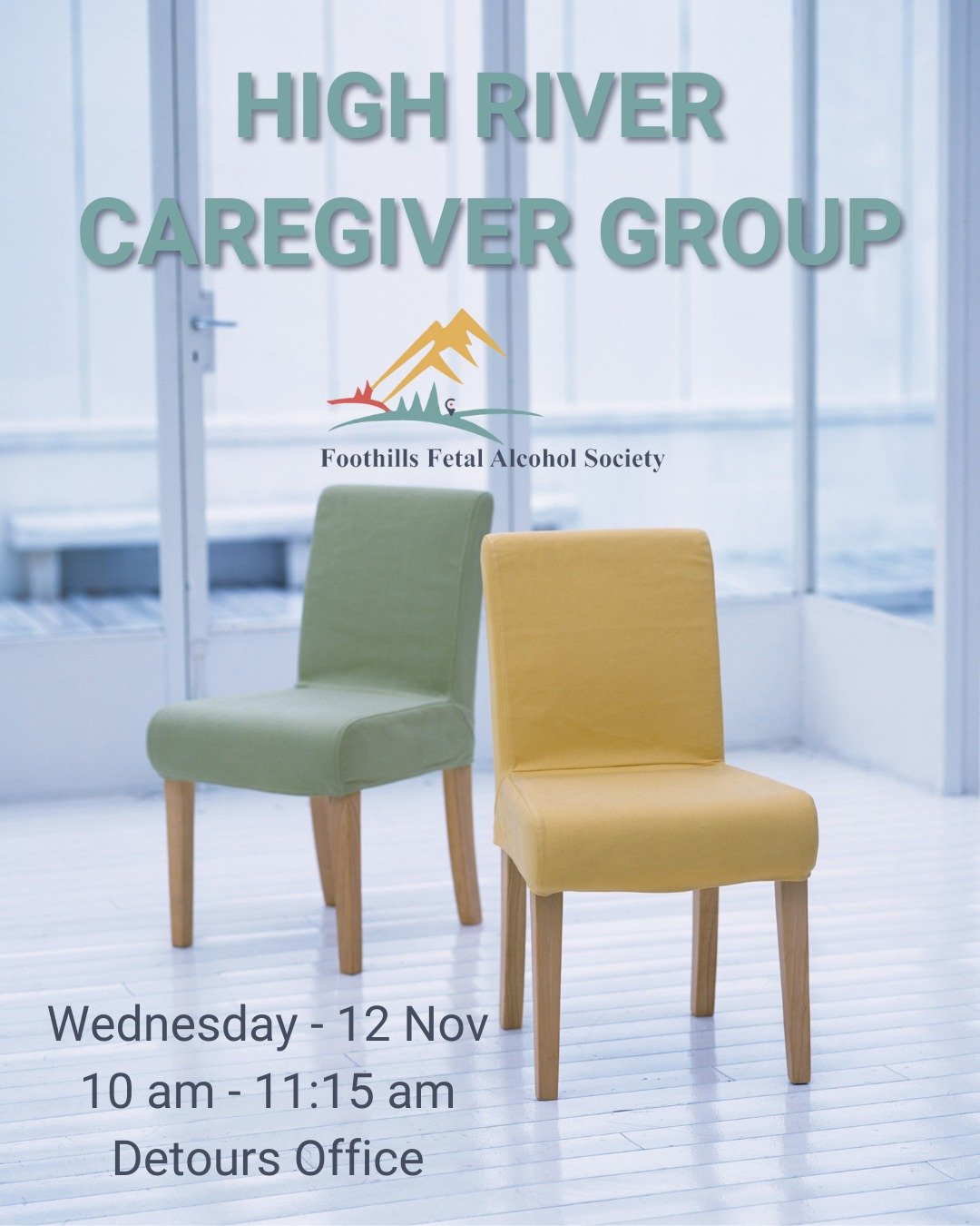 High River Caregiver Group

A calm space to connect, share, and feel supported.

📅 2nd Wednesday of each month
🕙 10:00&ndash;11:15 AM
📍 Detours Office, 104&ndash;701 Centre St., High River

Questions or first-time visit? Contact Pam Groeneveld at 