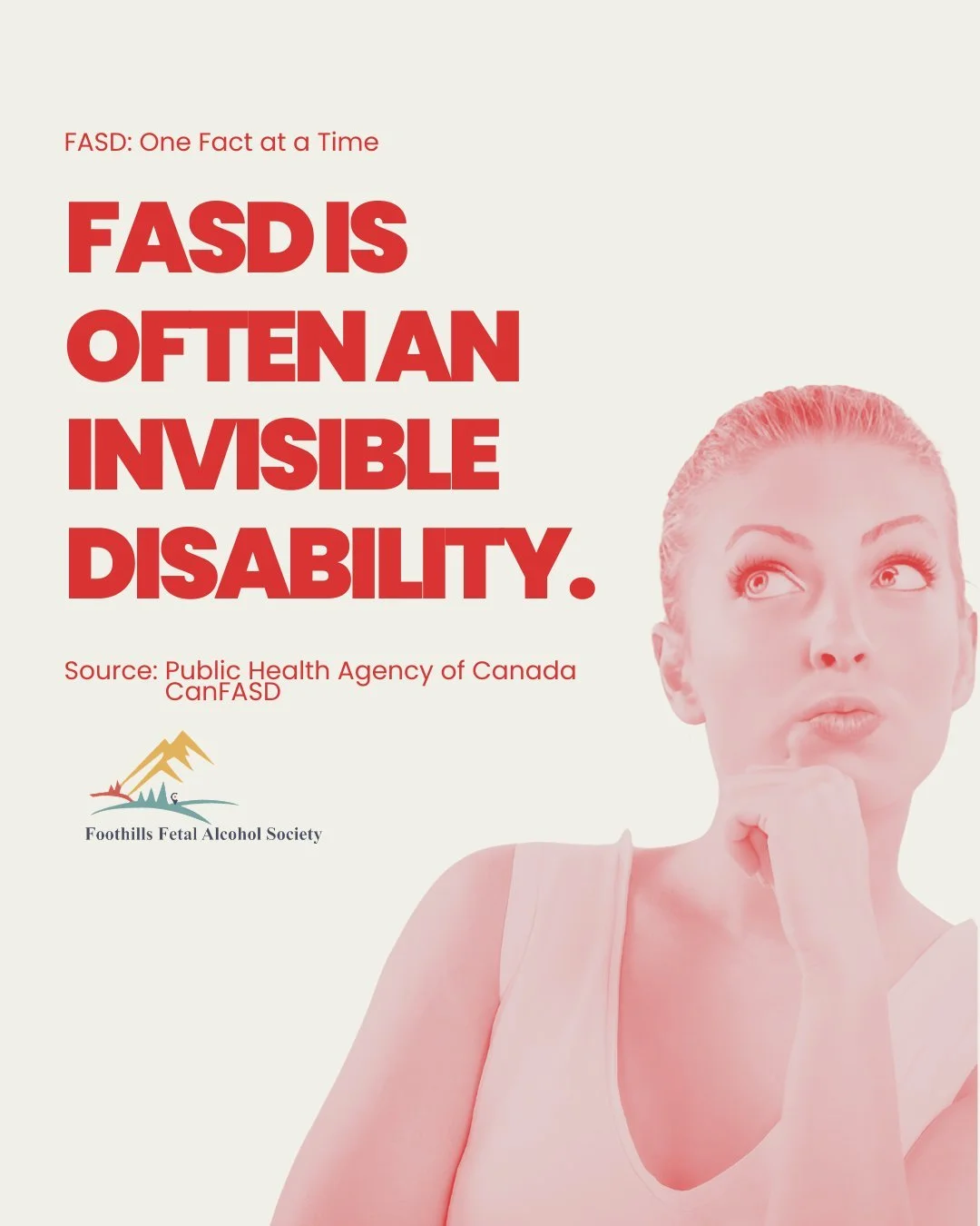 YOU CAN&rsquo;T ALWAYS SEE FASD.

Around 90% of people with FASD have no physical signs of the disability.

But that doesn&rsquo;t mean the impacts aren&rsquo;t real.

FASD can affect learning, memory, attention, communication, emotional regulation, 