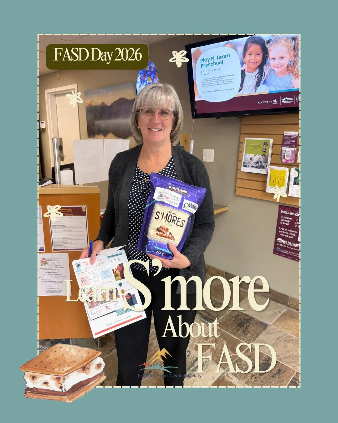 🔥 ANOTHER S&rsquo;MORE STOP!

Our Learn S&rsquo;More About FASD travels took us to Cochrane FCSS &mdash; with, of course, a little chocolate, marshmallow and FASD information in hand!

These s&rsquo;more drops are a fun way to start an important con