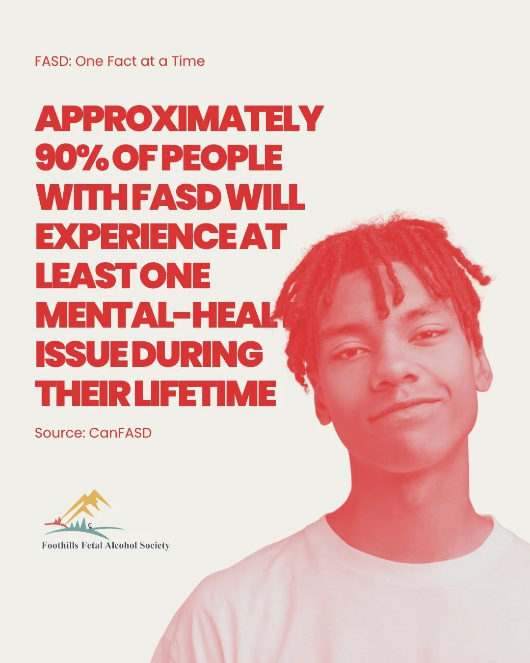 Mental health matters &mdash; and so does understanding the connection.

Approximately 90% of people with FASD will experience at least one mental-health issue during their lifetime.

The right understanding, accommodations and support can make a mea