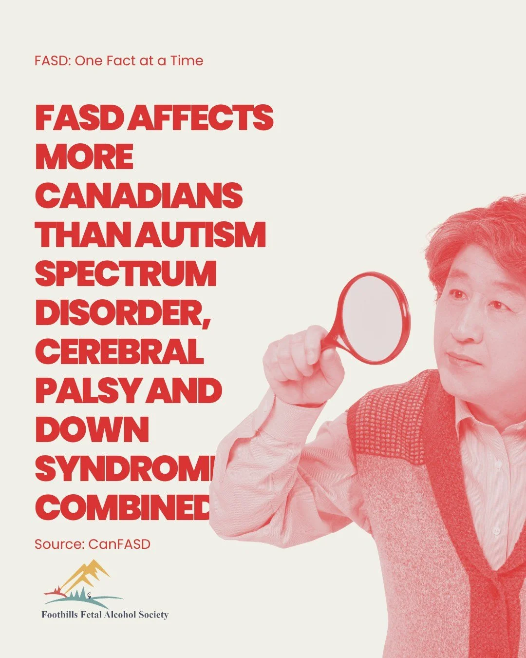 FASD is more common than many people realize.

In Canada, FASD affects more people than autism spectrum disorder, cerebral palsy and Down syndrome combined.

That&rsquo;s why awareness, understanding and FASD-informed support matter.

Learn more. Und