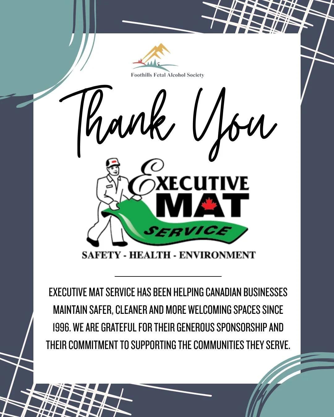 Talk about making a lasting impression! 💛

A very special thank-you to @executivematservice for stepping up as a Hole Sponsor at the 2026 Foothills Fetal Alcohol Society Charity Golf Tournament.

Since 1996, Executive Mat Service has helped Canadian