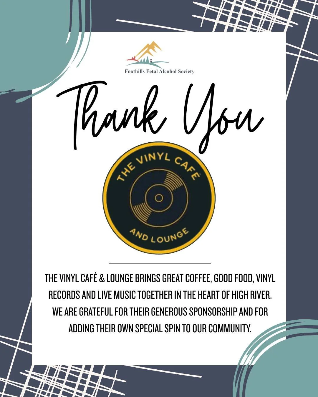 Now that&rsquo;s what we call a chart-topping contribution! 🎶⛳

A big thank-you to The Vinyl Cafe and Lounge for joining us as a Hole Sponsor at the 2026 Foothills Fetal Alcohol Society Charity Golf Tournament!

A unique local spot where High River 