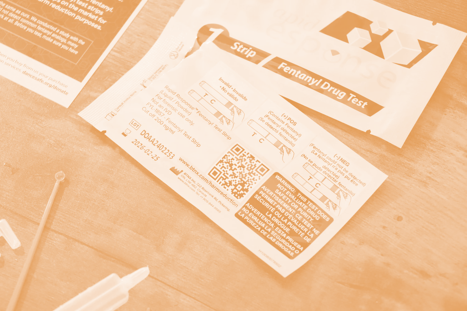 Fentanyl testing kit linking to Donation page.