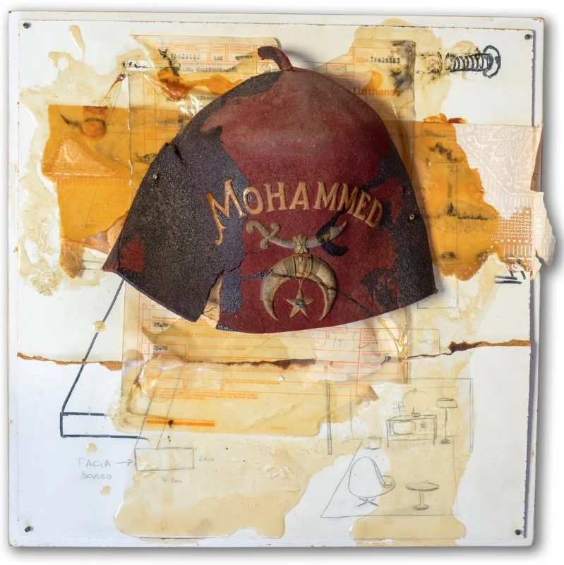   Study TV Room USA (Mohammed),  1971  Paper collage  46 x 40 x 6 cm 