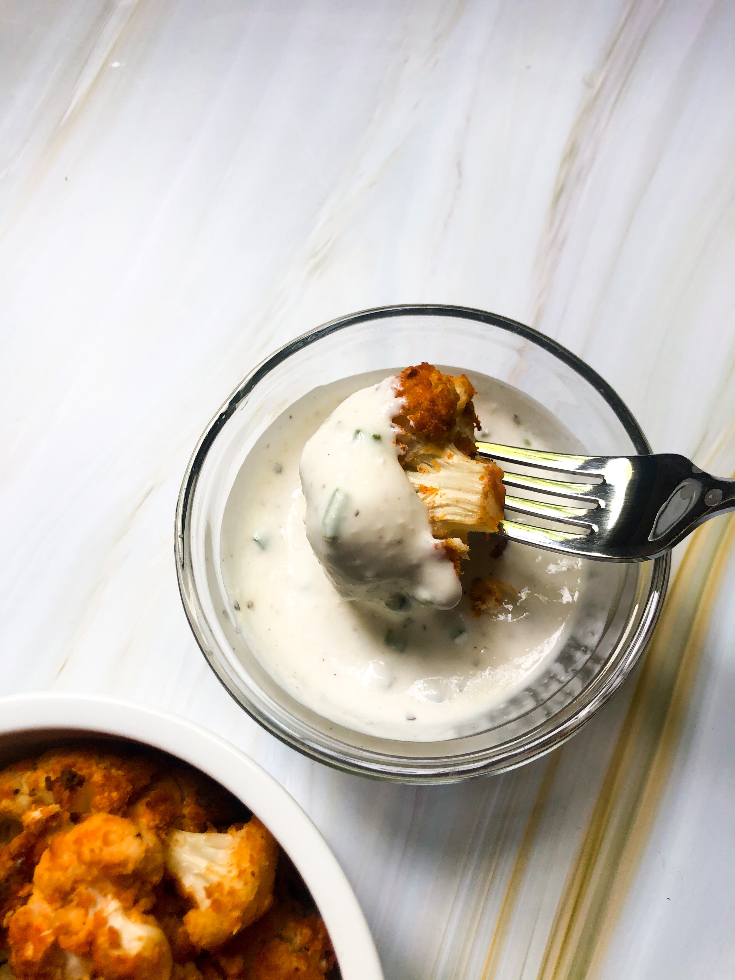 Buffalo Cauliflower &amp; Healthy Ranch Dressing
