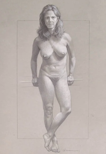  Holly Standing Graphite &amp; White Pencil on Tinted Paper/unframed 13” x 9 1/2” 2026 $975 