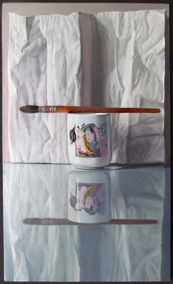  Saki &amp; Brush Oil on Panel / Framed 11 1/2” x 7” 2023 SOLD 
