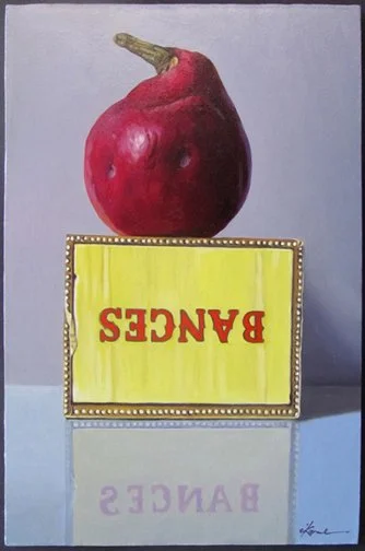  Pear &amp; Cigar Box Oil on Panel / Framed 10” x 6 1/2” 2022 $1,850 
