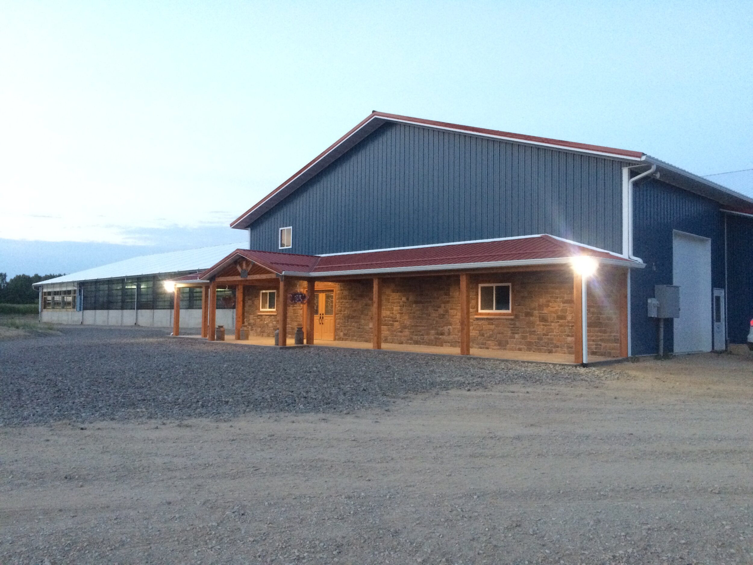 A custom 88’x 324’ fabric roof steel frame dairy barn in Baroda, Michigan.