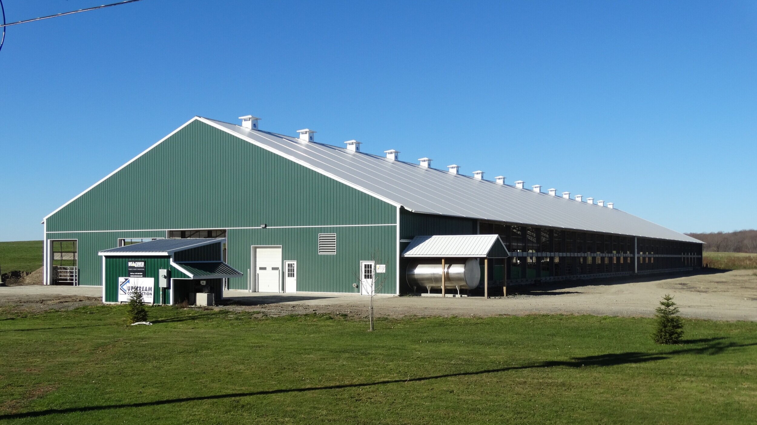 A custom 104’x 398’ fabric roof steel frame dairy barn in Cortland, New York..