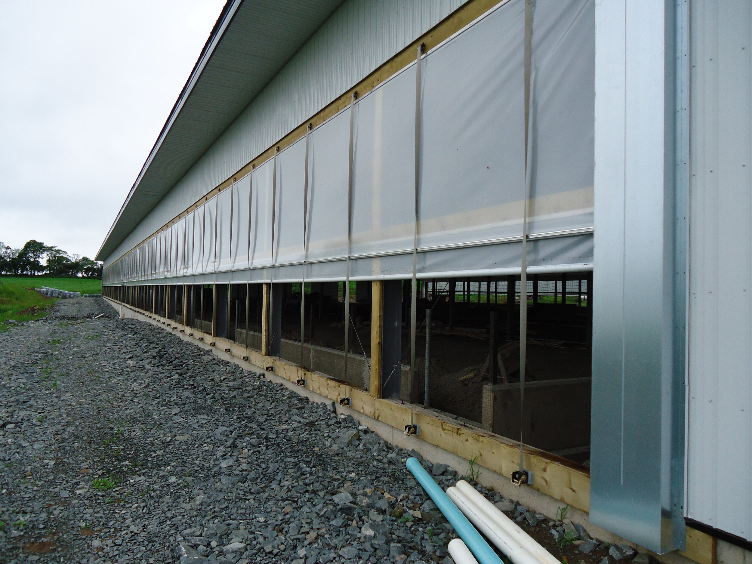 A custom 186’x 294’ steel roof metal dairy barn in Hants  County, Nova Scotia.