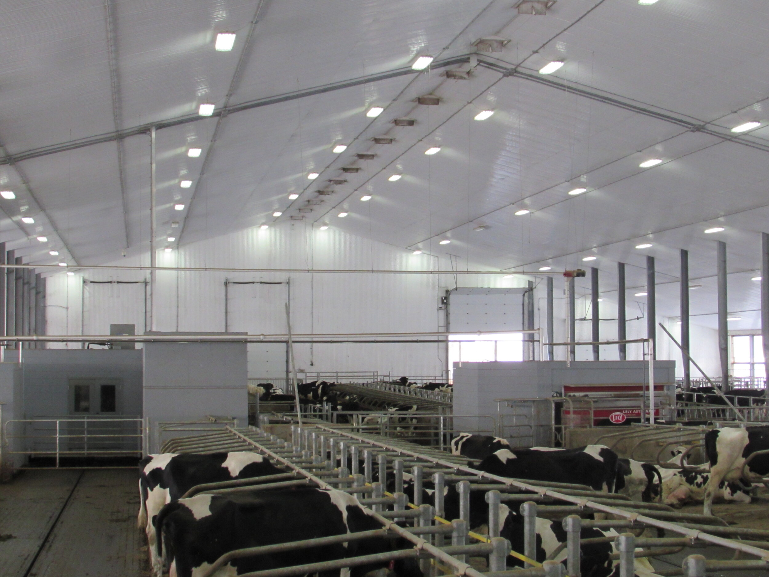A custom 186' x 294’ steel roof metal dairy barn in Hardwoodlands, Nova Scotia.