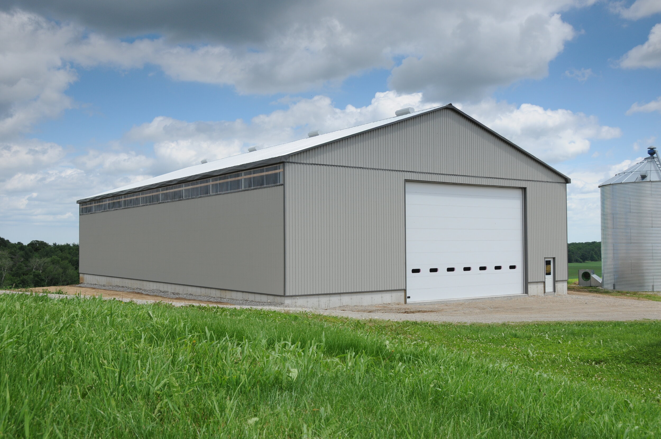 A custom steel roof metal storage building in St. George, Ontario.