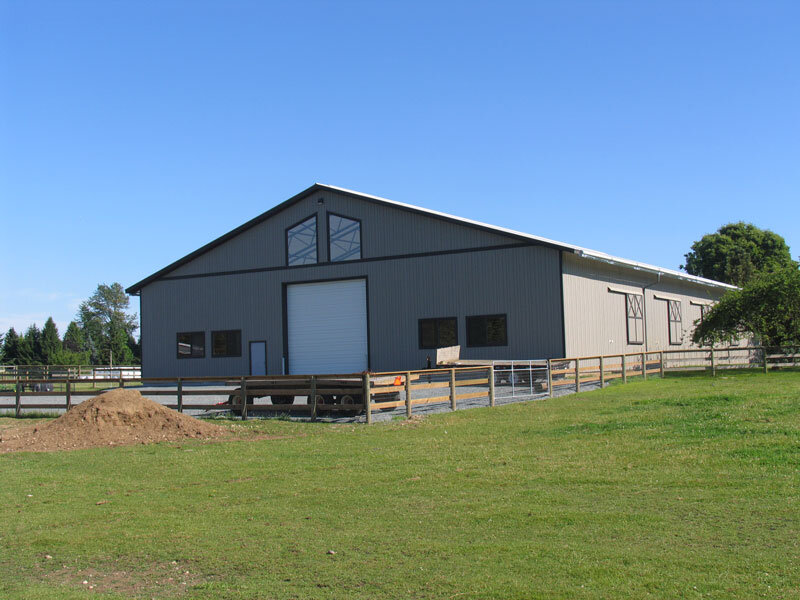 A custom 80’x 132’ fabric roof metal storage barn in Langley, British Columbia.