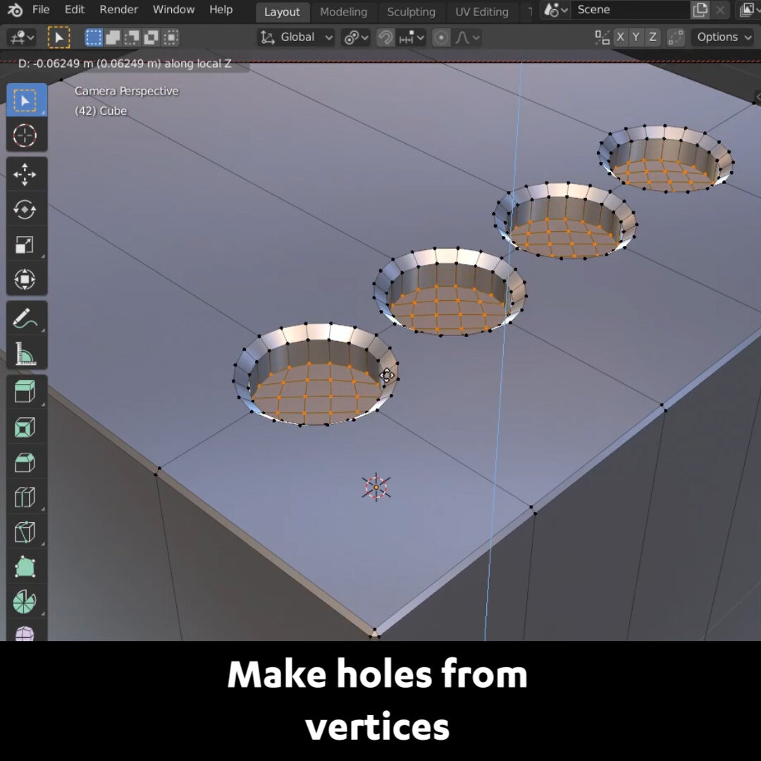 Flock fetch Look back This modeling hack shows how to make holes the easiest way possible. —  Blender Secrets