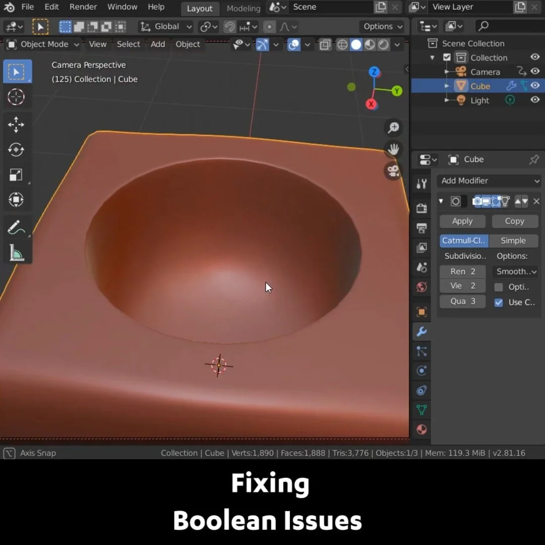 Blender Secrets - Fixing Boolean Issues
