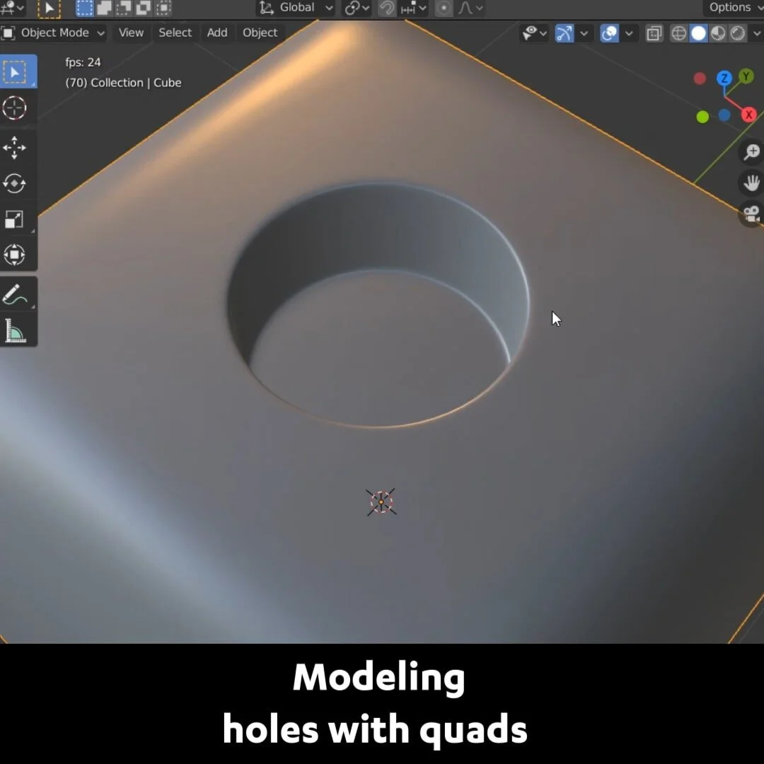 Blender Secrets - Modeling Holes with Quads