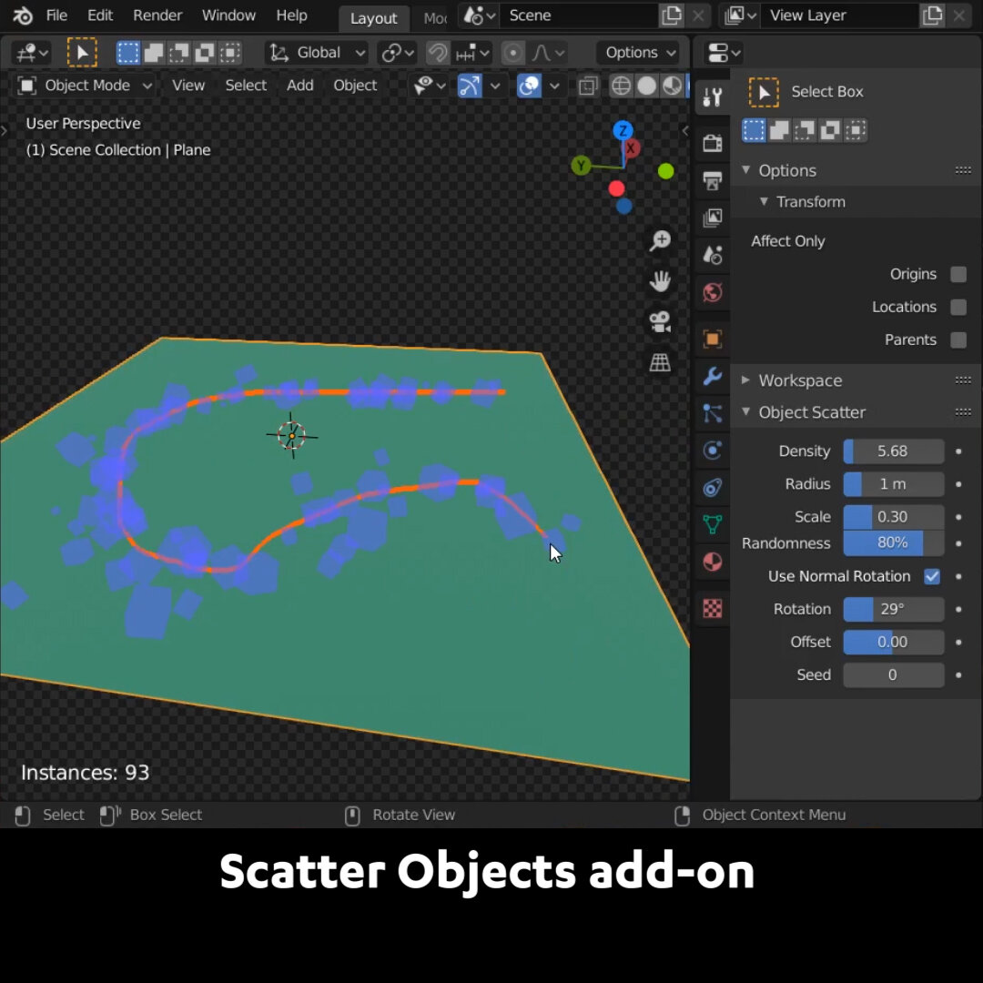 Scatter Objects on a Surface with Scatter Add-on Blender — Blender Secrets