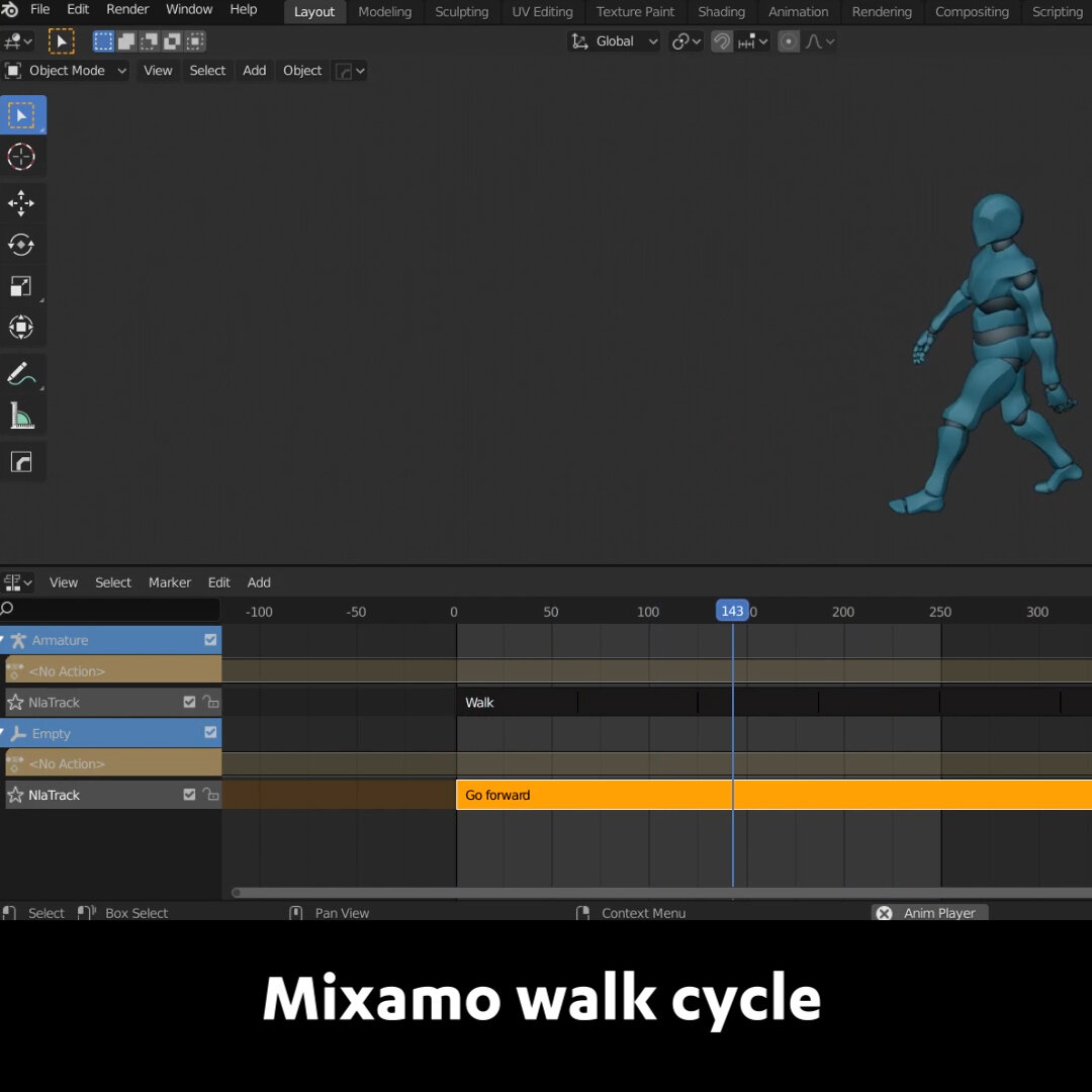ervaring Antagonisme Mail How to use Mixamo walk animation to make a walk cycle in Blender — Blender  Secrets