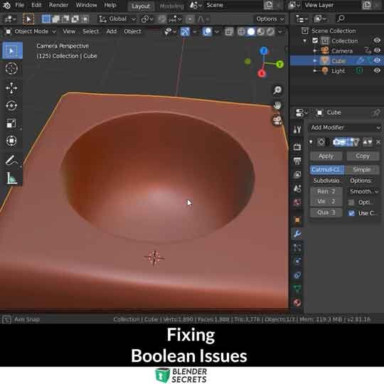 Blender Secrets - Fixing a Boolean Mess