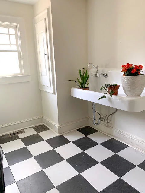 Laundry Room - DIY Countertops + Vintage Sink