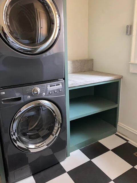 Laundry Room Remodel - DIY Shelving + Tile