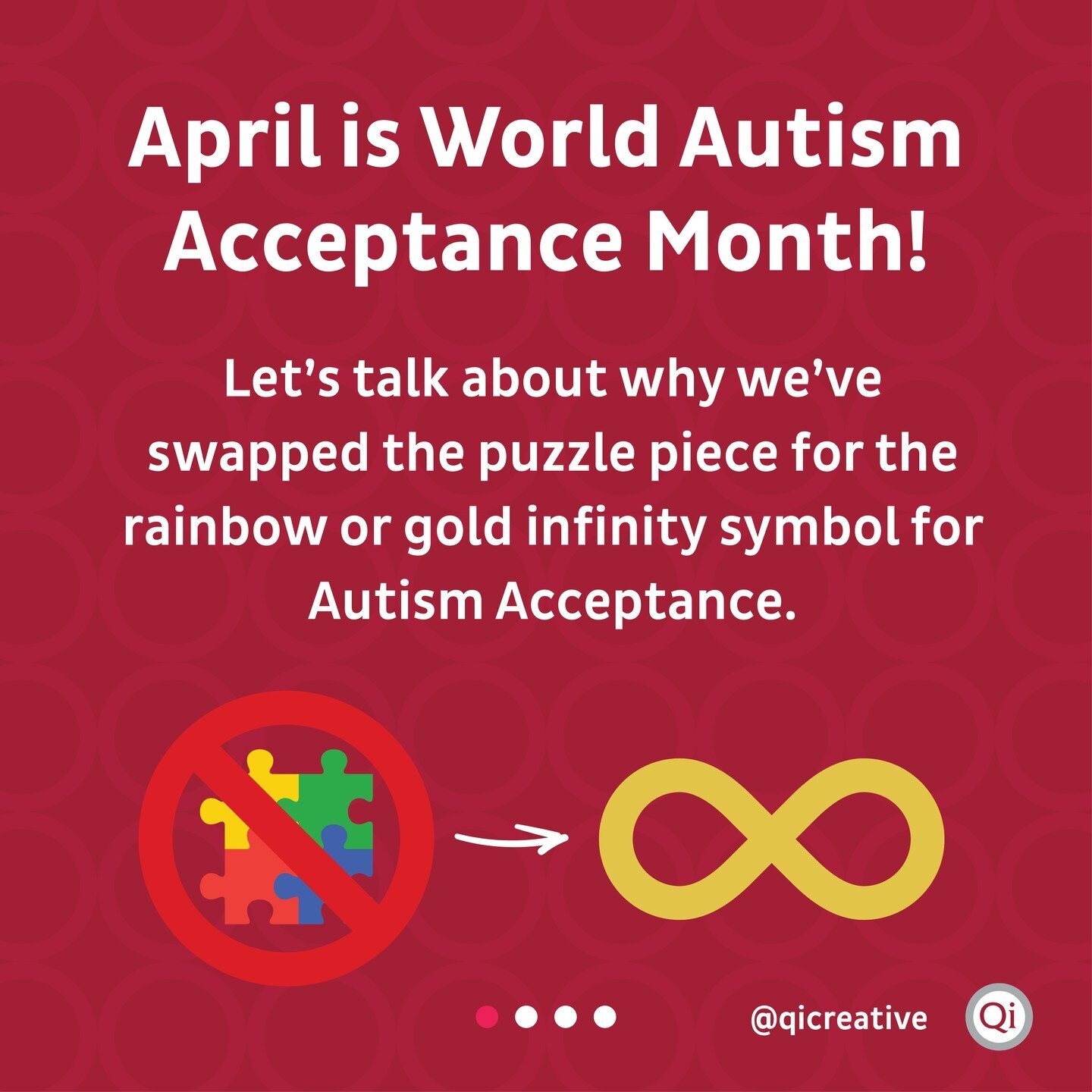 🌈 April is World Autism Acceptance Month! ♾️ 
 
 Our practice is dedicated to spreading awareness, embracing acceptance, and always learning and growing. Let's talk about why we've swapped the puzzle piece for the rainbow or gold infinity symbol for