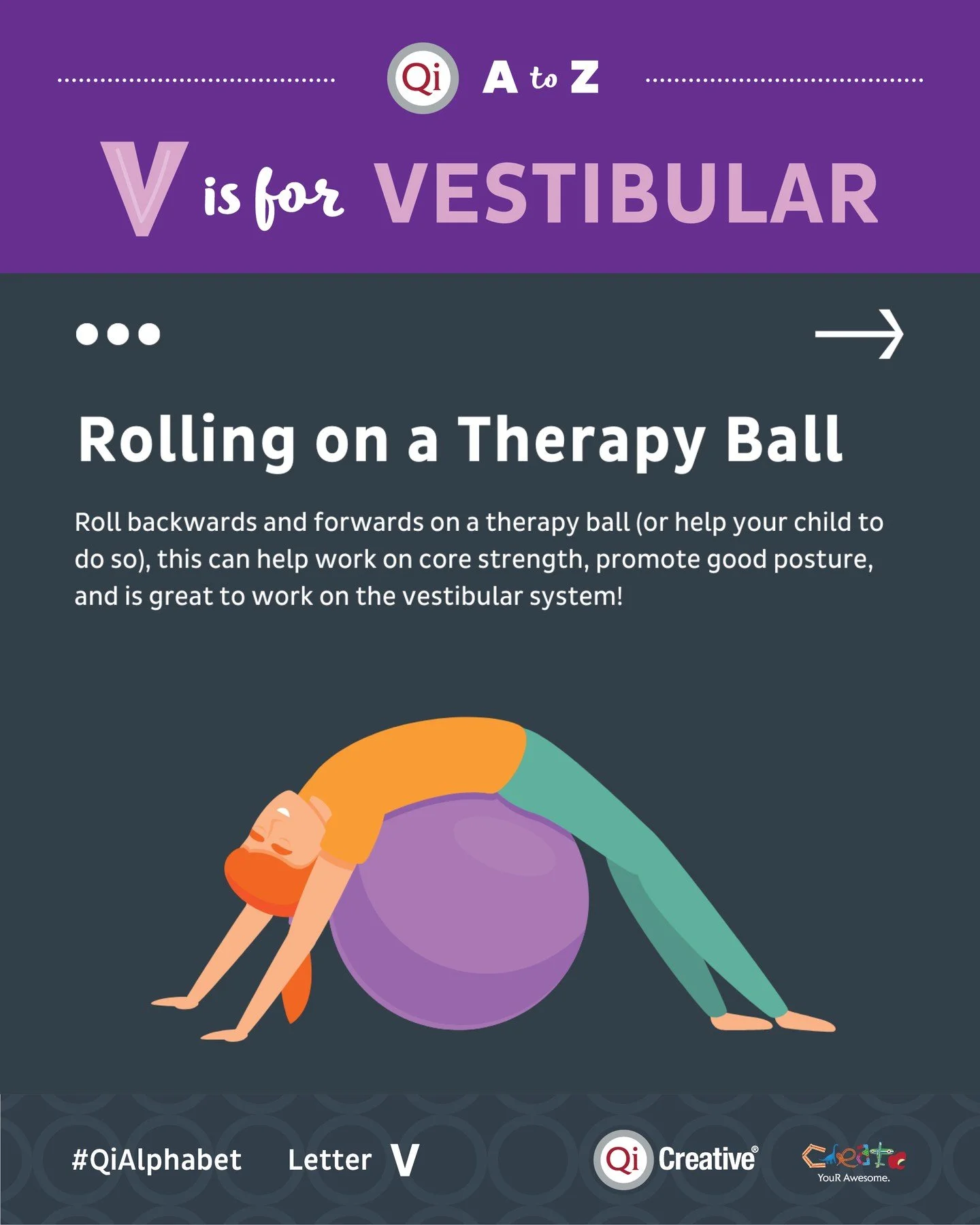⚖️ V is for Vestibular! ⚖️

Our vestibular sense helps us with balance, coordination, and spatial awareness&mdash;basically, it&rsquo;s how we move through the world! 🌍💃 Occupational and Physical Therapists use fun and engaging activities to suppor